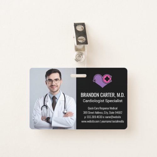 Doctor in Lab Coat  Cardiology Logo Badge