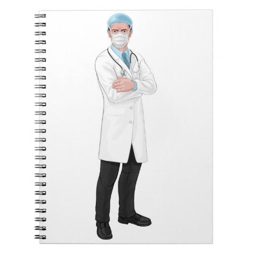 Doctor in Protective Mask Medical Concept Notebook