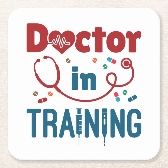 Doctor In Training Future Doctor Square Paper Coaster (Front)