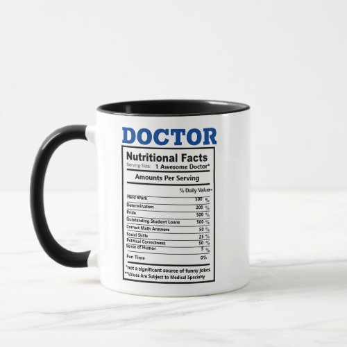 Doctor  Jokes Nutritional Facts Medical Puns Funny Mug