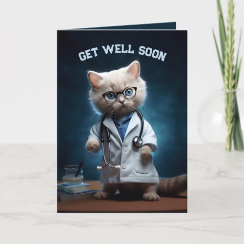 Doctor Kitten Get Well Soon Thank You Card