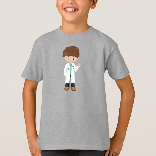 Doctor, Lab Coat, Medicine, Cute Boy, Brown Hair T-Shirt (Front)