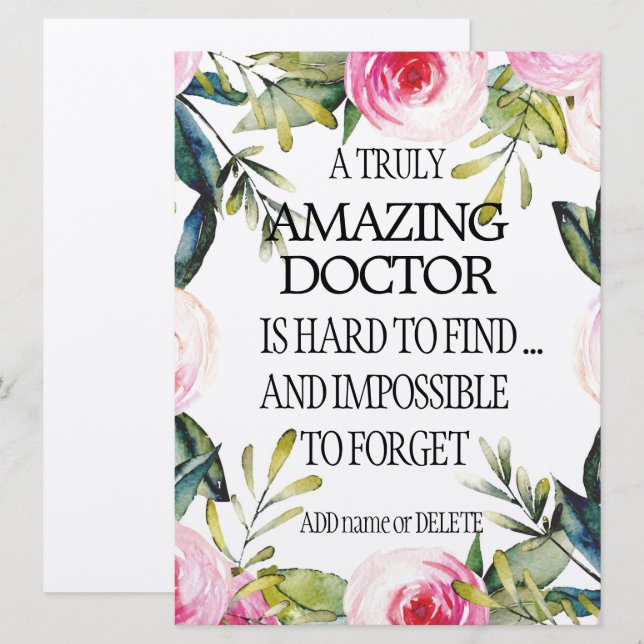 Doctor Leaving Gift Thank you Goodbye Appreciation Card (Front/Back)