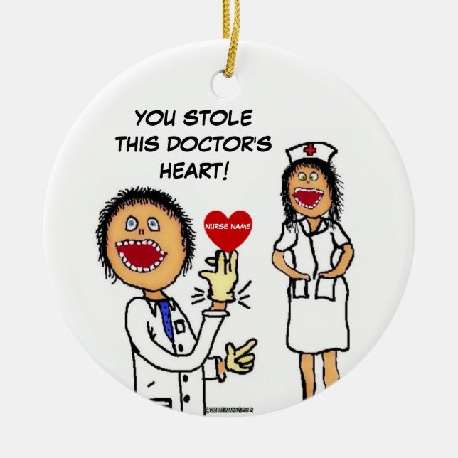 Doctor Loves Nurse Romance Ceramic Ornament (Front)