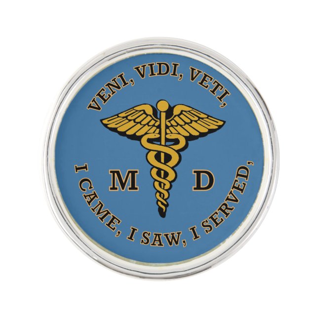 Doctor MD Caduceus VVV Shield Lapel Pin (Front)