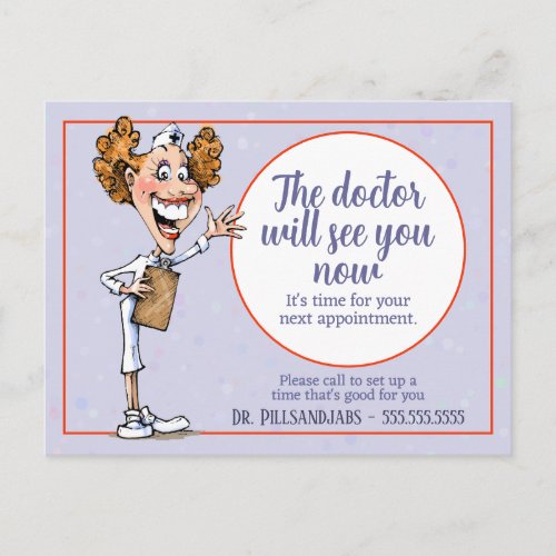 Doctor Medical appointment reminder Funny Nurse  Postcard