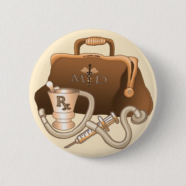 Doctor Medical Bag Pinback Button (Front)