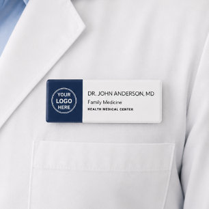 Doctor Medical Healthcare Clinic Navy White Name Tag