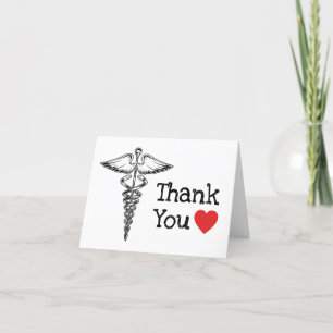 Doctor Medical Heart Nurse Health Care Nursing Letterpress Thank You Card