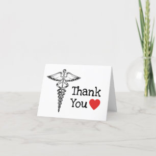 Doctor Medical Heart Nurse Health Care Nursing Letterpress Thank You Card