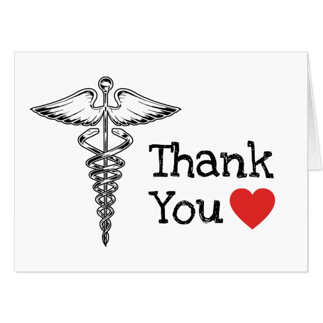 Doctor Medical Heart Nurse Health Care Thank You Card (Front Horizontal)