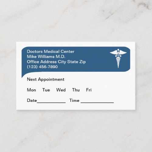 Doctor Medical Office Appointment Reminder  Business Card