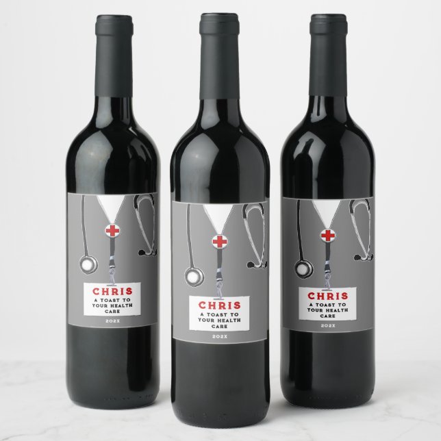 Doctor Medical School Graduation Party Wine Label (Bottles)