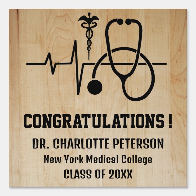 Doctor Medical School Wooden Graduation Yard  Sign (Back)