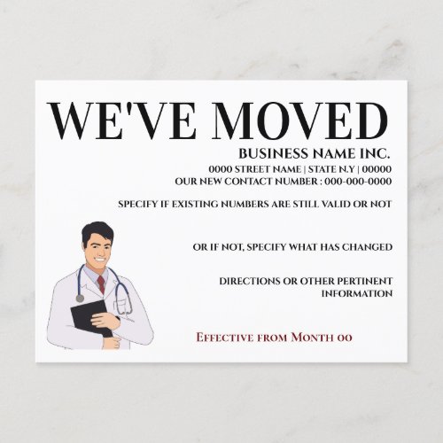 Doctor medical surgeon clinic business home announcement postcard