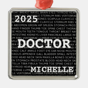 DOCTOR Medical Terminology CUSTOM Metal Ornament