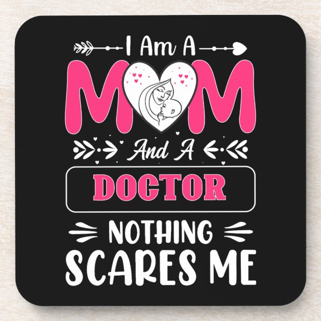 Doctor Mom, Funny Doctor Mom Beverage Coaster (Front)
