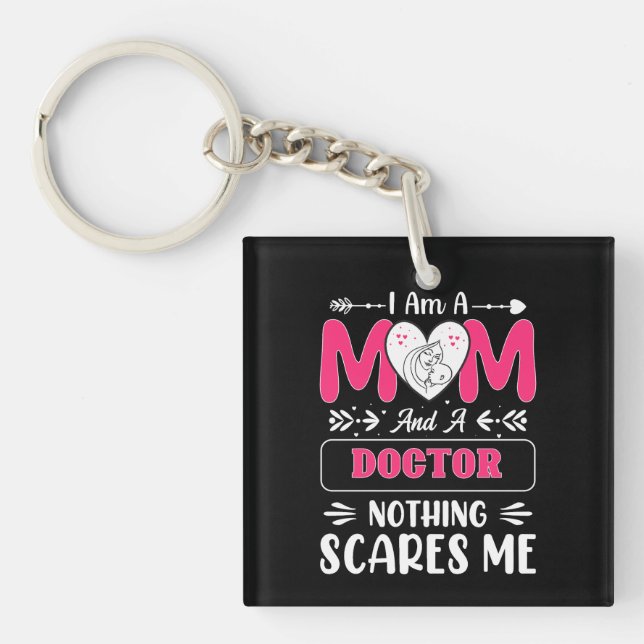 Doctor Mom, Funny Doctor Mom Keychain (Front)