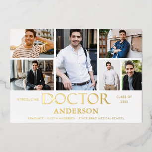 Doctor Name 6 Photo Graduation Foil Announcement