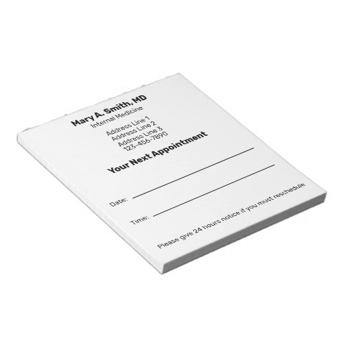 Doctor Name Bold Your Next Appointment Reminder Notepad