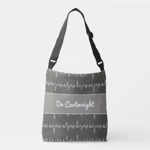 Doctor name custom ECG EKG medical heart gift Crossbody Bag