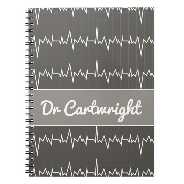 Doctor name custom ECG EKG medical heart gift Notebook (Front)