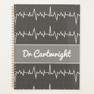 Doctor name custom ECG EKG medical heart gift Planner