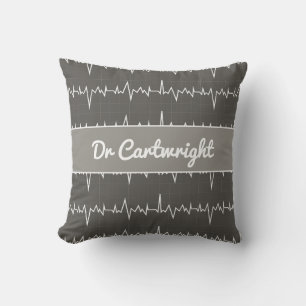Doctor name custom ECG EKG medical heart gift Throw Pillow
