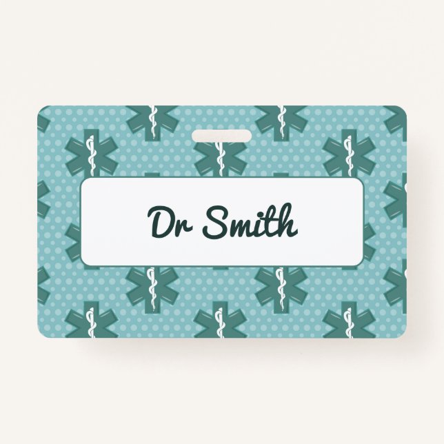 Doctor name custom physician symbol medical gift badge (Front)