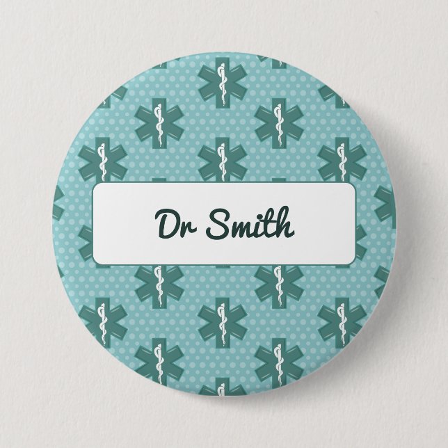 Doctor name custom physician symbol medical gift button (Front)