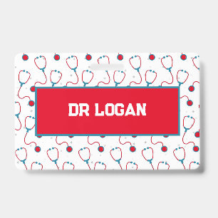 Doctor name custom stethoscope medical gift badge