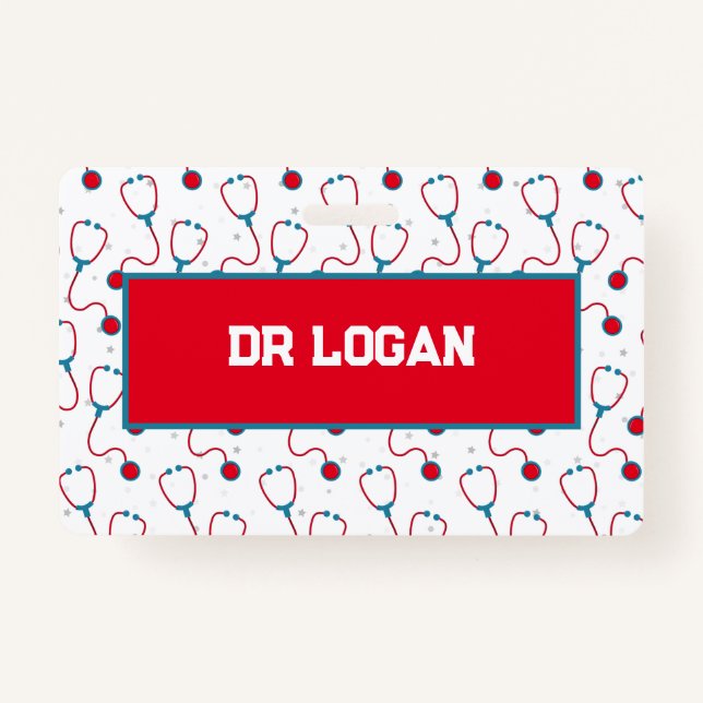 Doctor name custom stethoscope medical gift badge (Front)