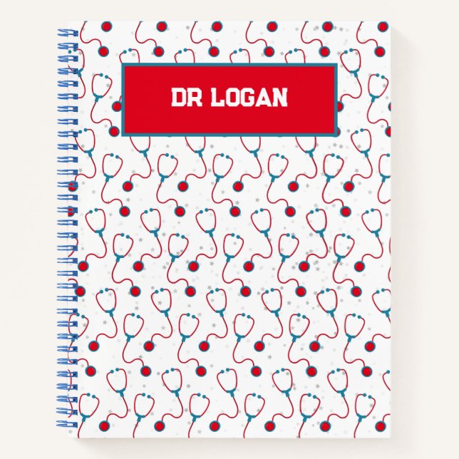 Doctor name custom stethoscope medical gift notebook (Front)