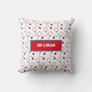 Doctor name custom stethoscope medical gift throw pillow