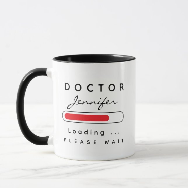 DOCTOR [Name] Loading Black Red & White Mug (Left)