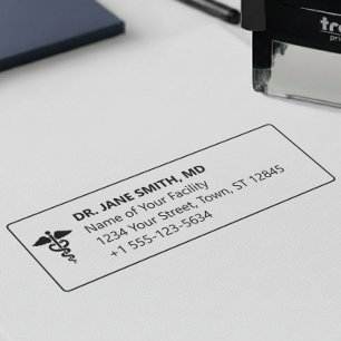 Doctor Name & Medical Office Caduceus Address Self-inking Stamp