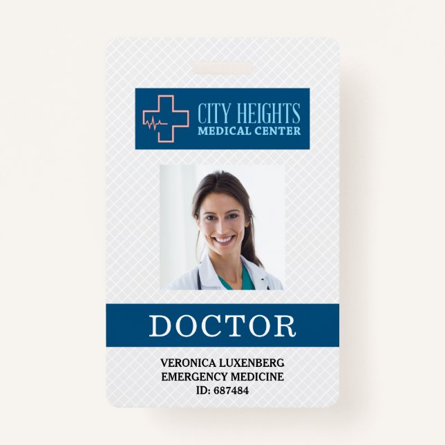 Doctor Name Photo ID Hospital Logo Professional Badge (Front)