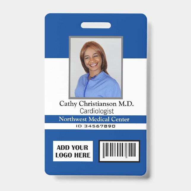 Doctor Name Photo Logo Badge Scanner Code (Front)