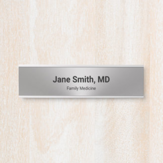 Doctor Name & Specialty Silver Look Medical Office Door Sign