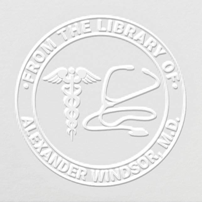 Doctor Nurse Caduceus Stethoscope Book Name Embosser (Design)