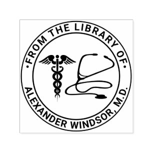 Doctor Nurse Caduceus Stethoscope Book Name Self-inking Stamp