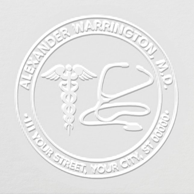 Doctor Nurse Caduceus Stethoscope Name Address Embosser (Design)