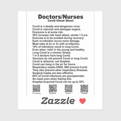 Doctornurse cheat sheet vinyl sticker