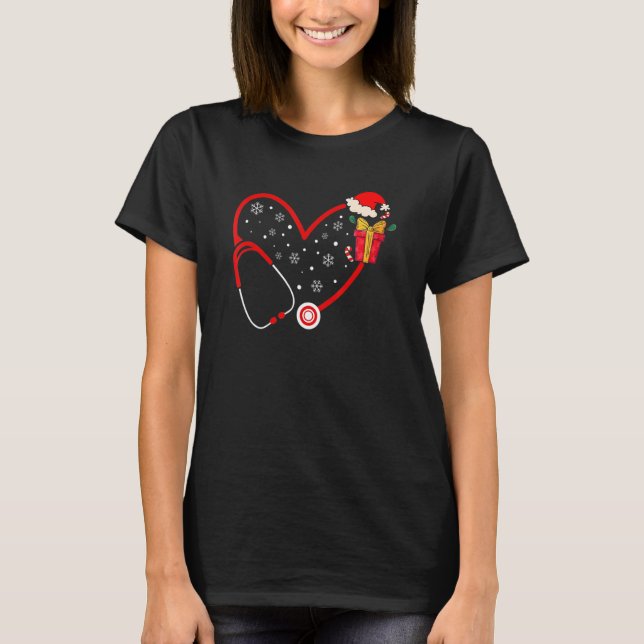 Doctor Nurse Heart Love Stethoscope Cute Christmas T-Shirt (Front)