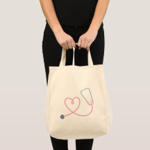 Doctor Nurse Heart Stethoscope Cute Medical Tote B