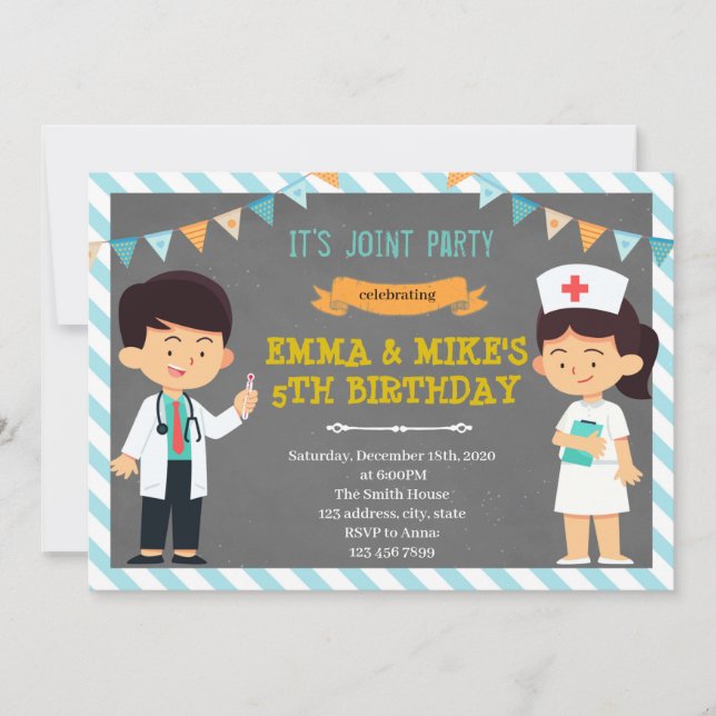 Doctor nurse joint party Invitation (Front)