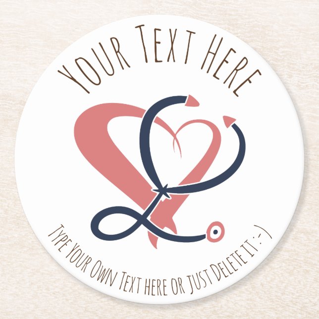 Doctor, nurse, paramedic, emergency gift template round paper coaster (Front)