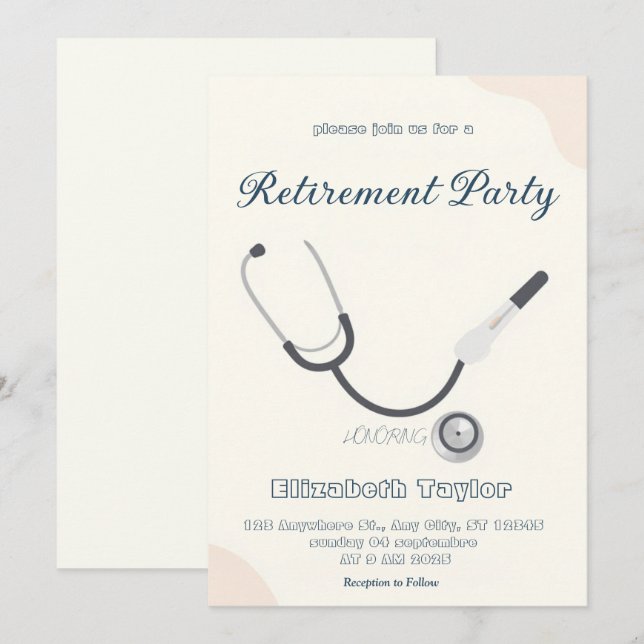 Doctor nurse retirement invitation (Front/Back)