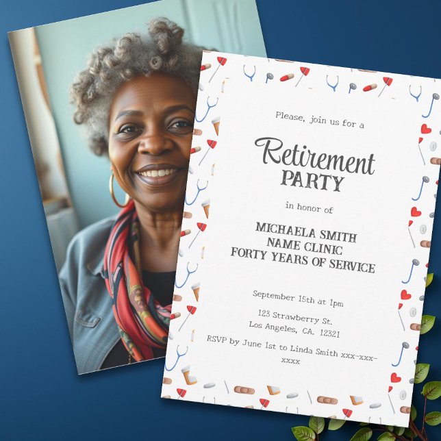 Doctor Nurse Retirement Photo Party Invitation (Creator Uploaded)