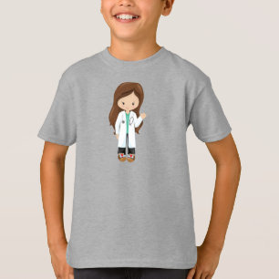 Doctor, Nurse, Stethoscope, Lab Coat, Brown Hair T-Shirt